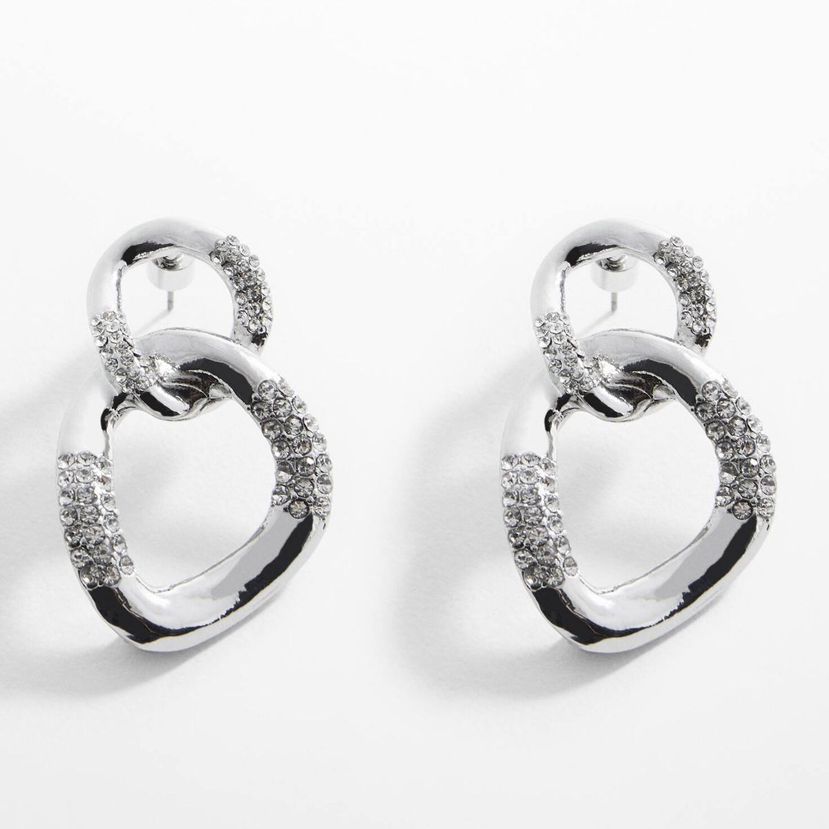 MANGO - Aros Asimétricos Cristales Mujer Mango