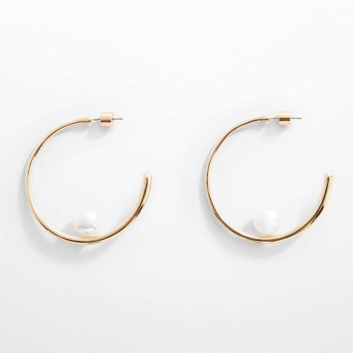 MANGO - Pendientes Aros Abalorio Perla Mujer Mango