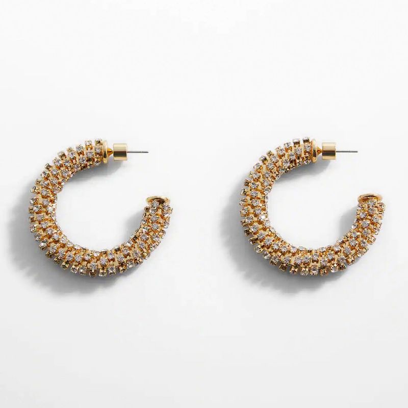 MANGO - Pendientes Aros Strass Mujer Mango