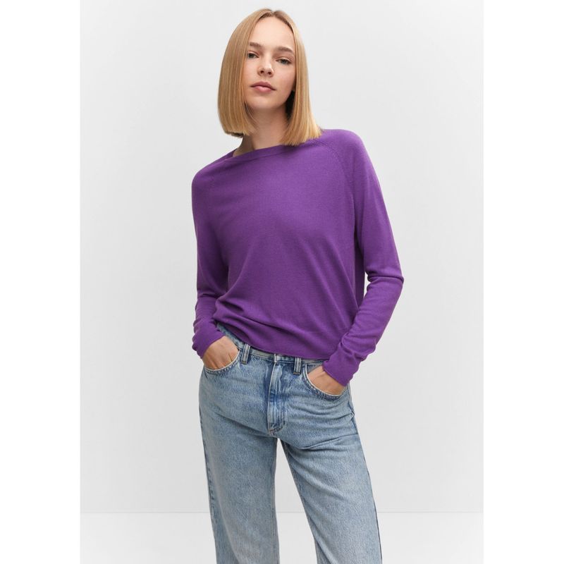 MANGO - Sweater Punto Fino Cuello Redondo Mujer Mango