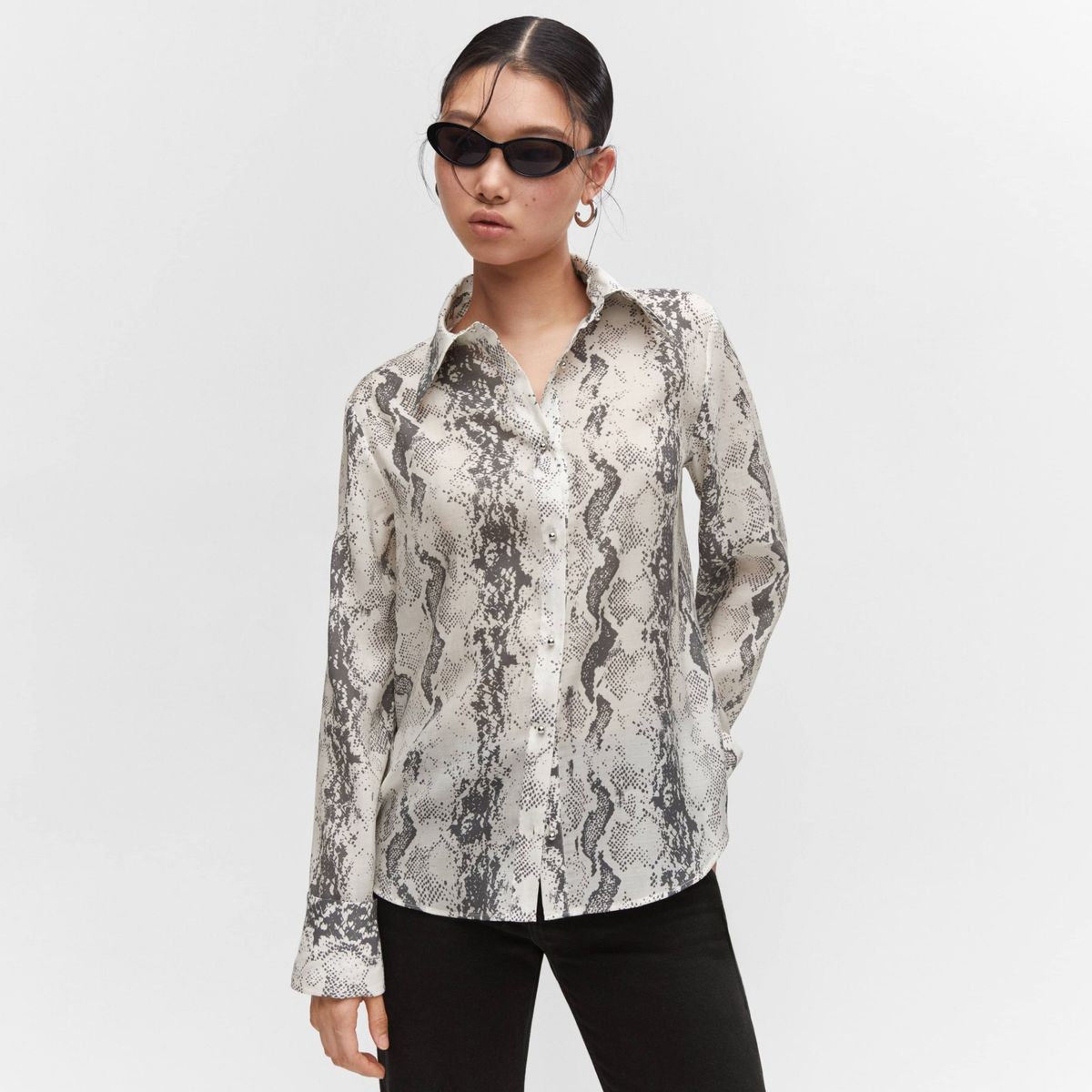 MANGO - Camisa Lyocell Estampado Serpiente Mujer Mango
