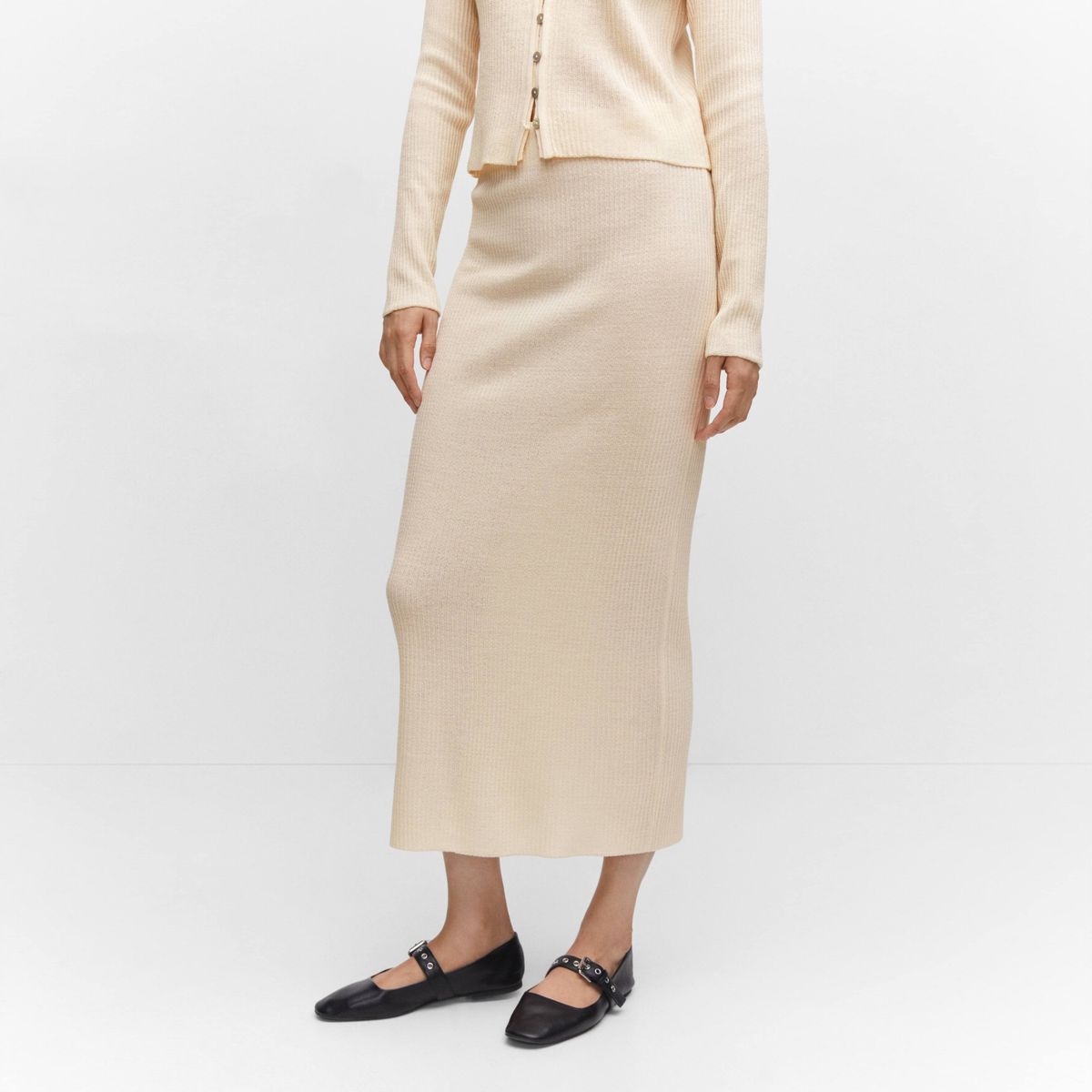 MANGO - Falda Larga Punto Mujer Mango