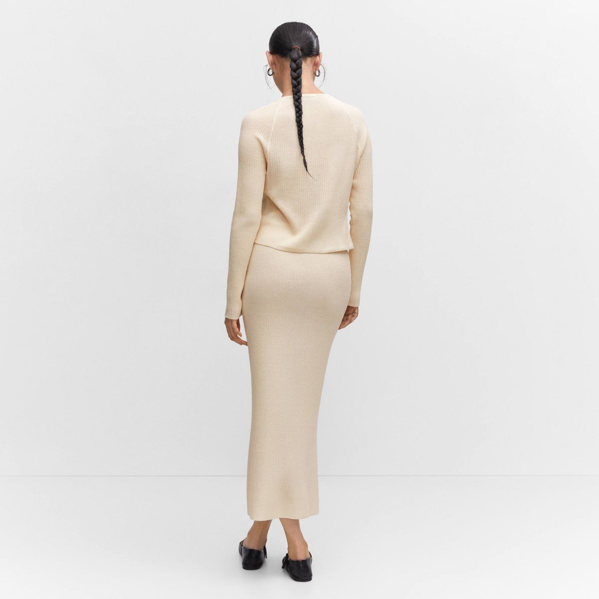 MANGO - Falda Larga Punto Mujer Mango