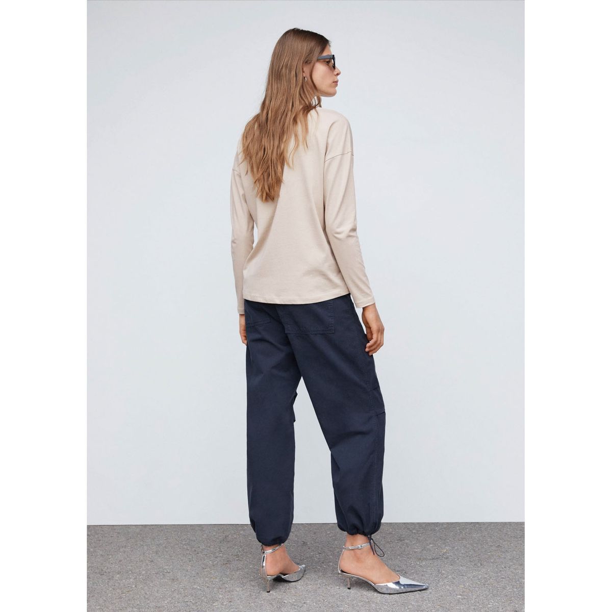 MANGO - Polera Algodón Cuello Pico Mujer Mango