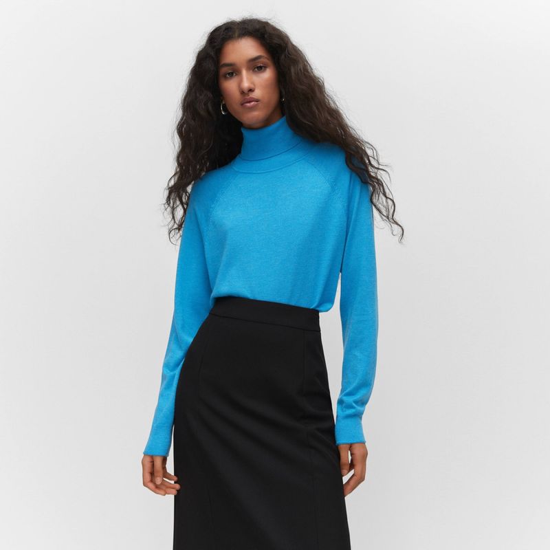 MANGO - Sweater Punto Fino Cuello Vuelto Mujer Mango