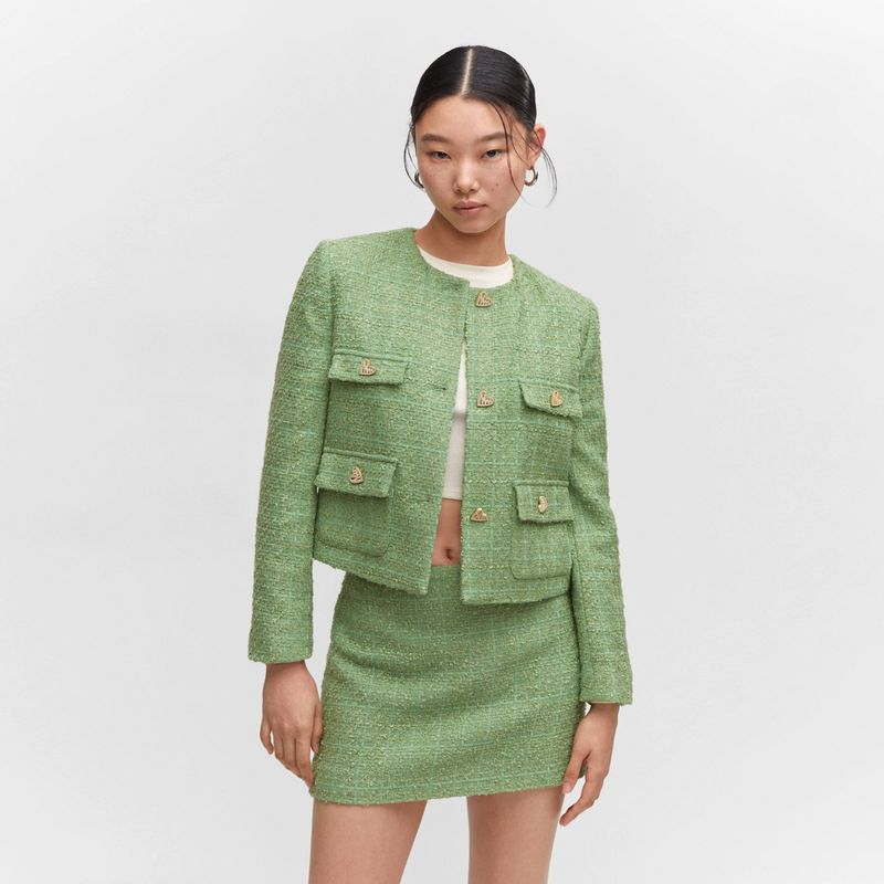 MANGO Chaqueta Tweed Botones Joya Mujer Mango