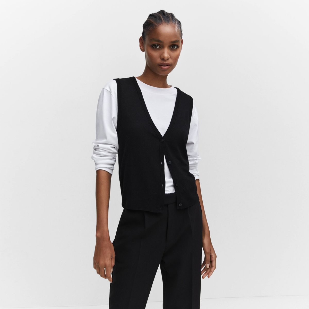 MANGO - Chaleco Punto Fino Mujer Mango