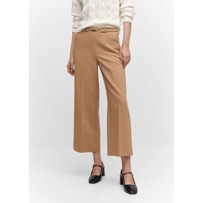 MANGO - Pantalón Culotte Cinturón Mujer Mango