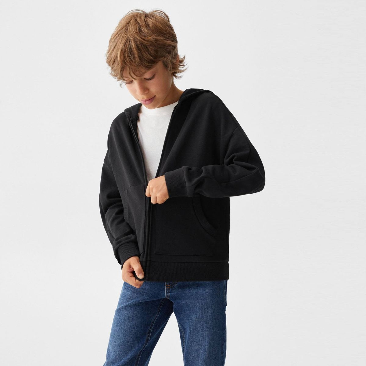 MANGO KIDS - Polerón  Capucha Cremallera Niño Mango Kids