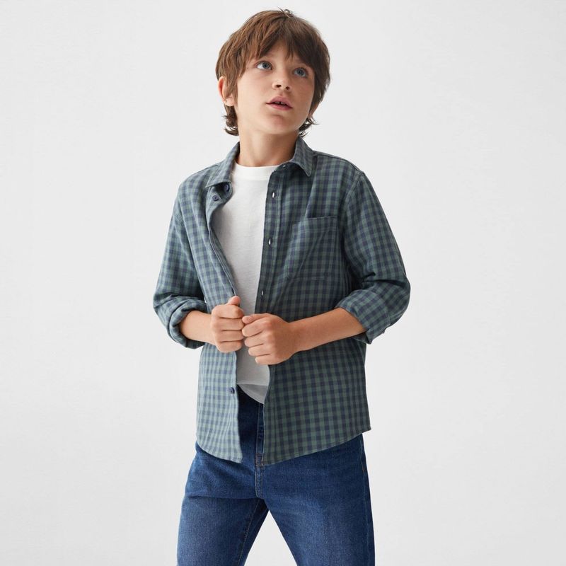 MANGO KIDS - Camisa Regular-Fit Cuadros Niño Mango Kids