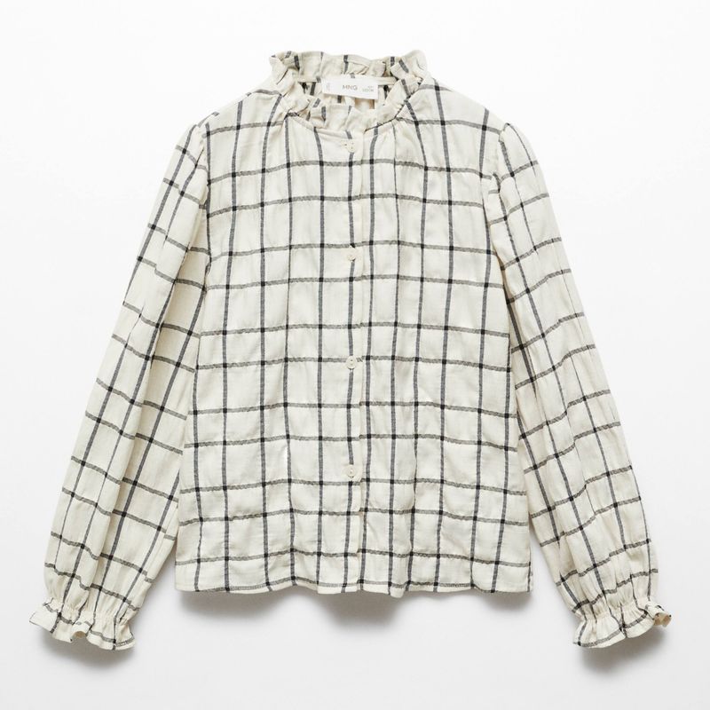 MANGO KIDS - Blusa Algodón Cuadros Niña Mango Kids