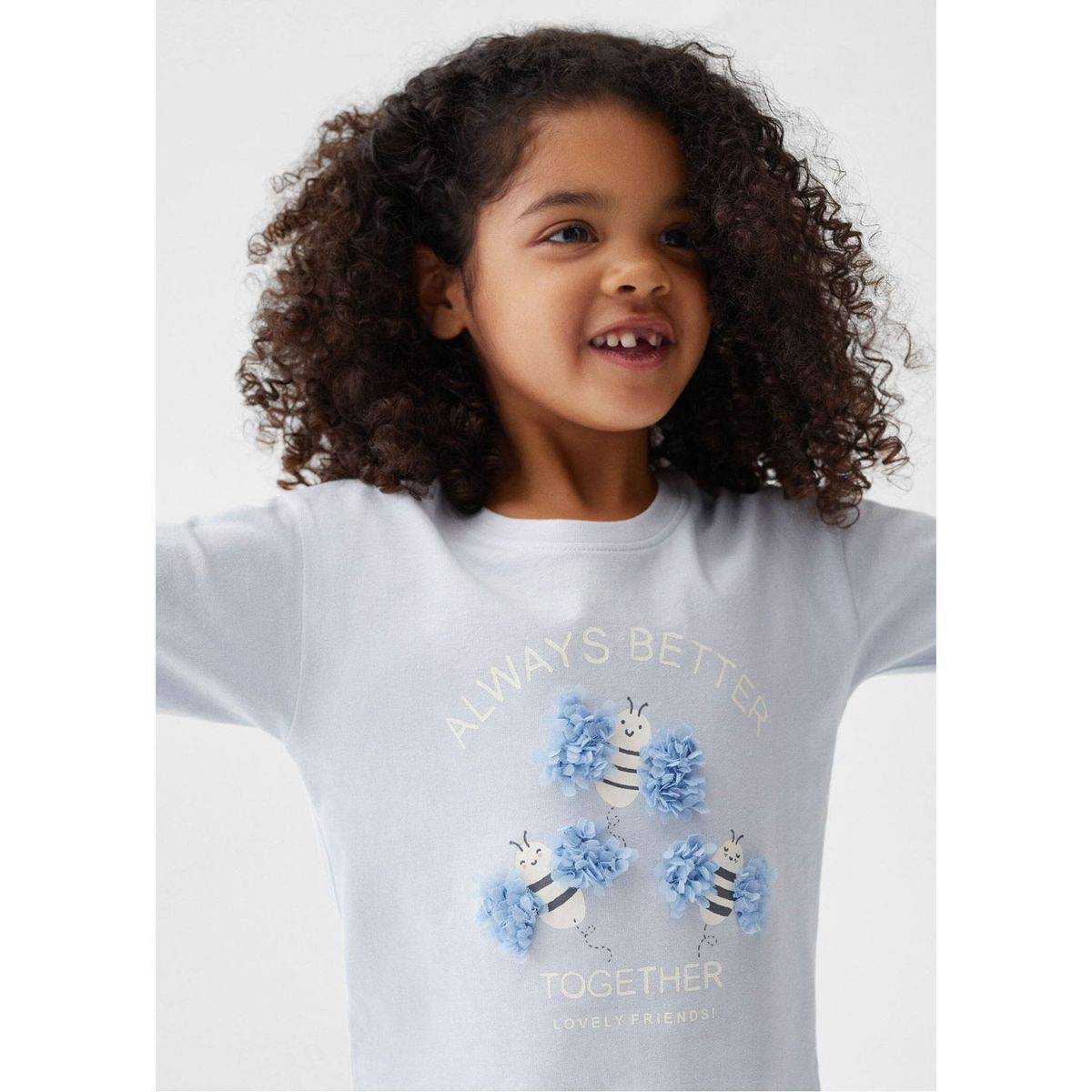 MANGO KIDS - Polera Manga Larga Relieve Bebé Niña Mango Kids