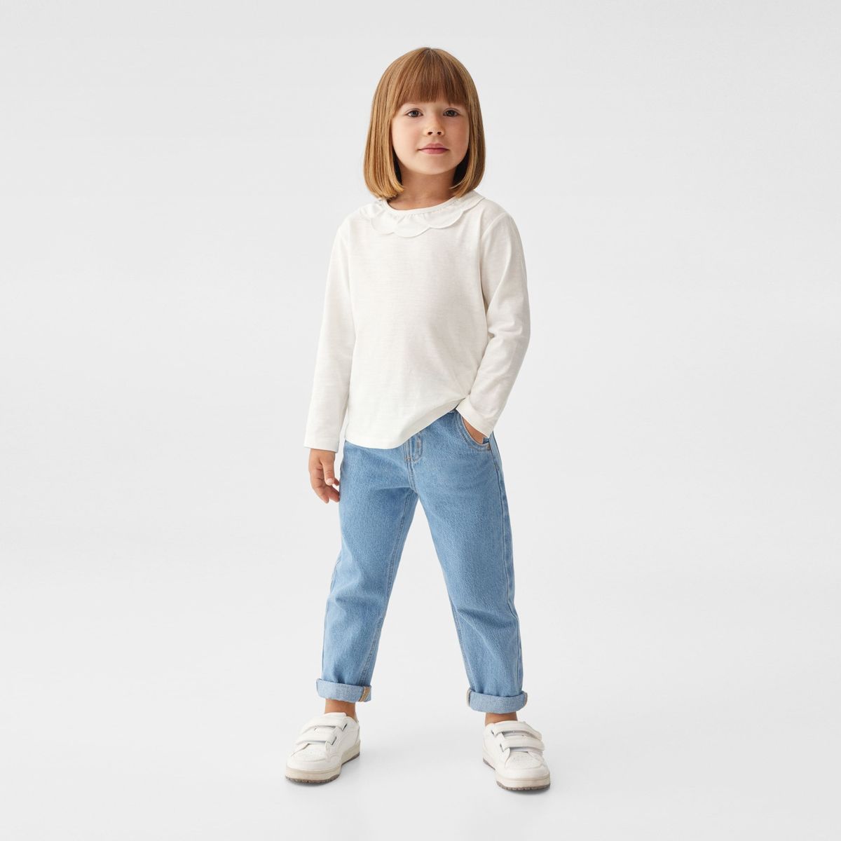 MANGO KIDS - Polera Algodón Manga Larga Bebé niña Mango Kids