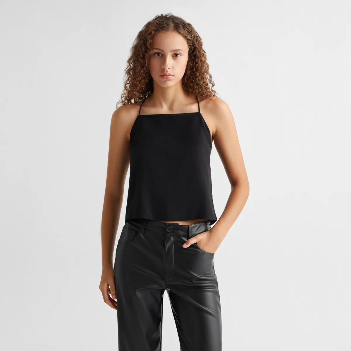 MANGO TEEN - Pantalón Efecto Piel Mujer Mango Teen