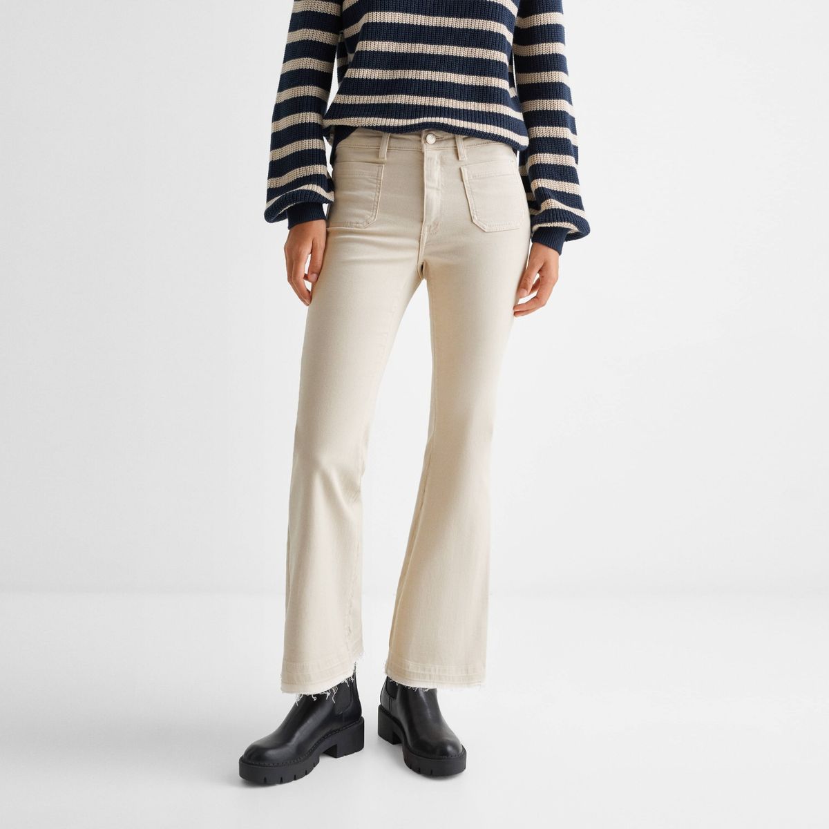 MANGO TEEN - Jeans Flare Bolsillos Mujer Mango Teen