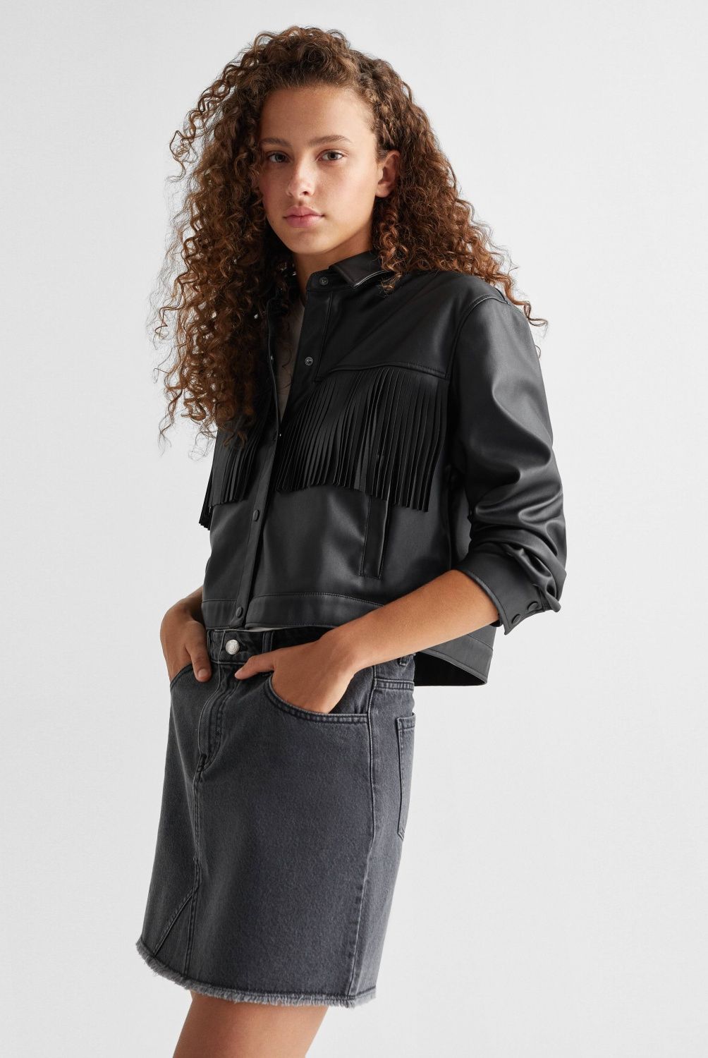 MANGO TEEN - Chaqueta Flecos Mujer Mango Teen