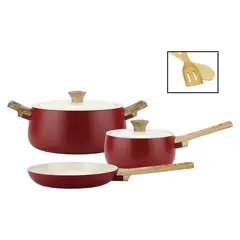 FANTUZZI - Batería de Cocina 7 Piezas Aluminio Biella