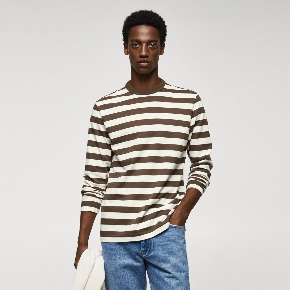 MANGO MAN - Polera Manga Larga Rayas Hombre Mango Man