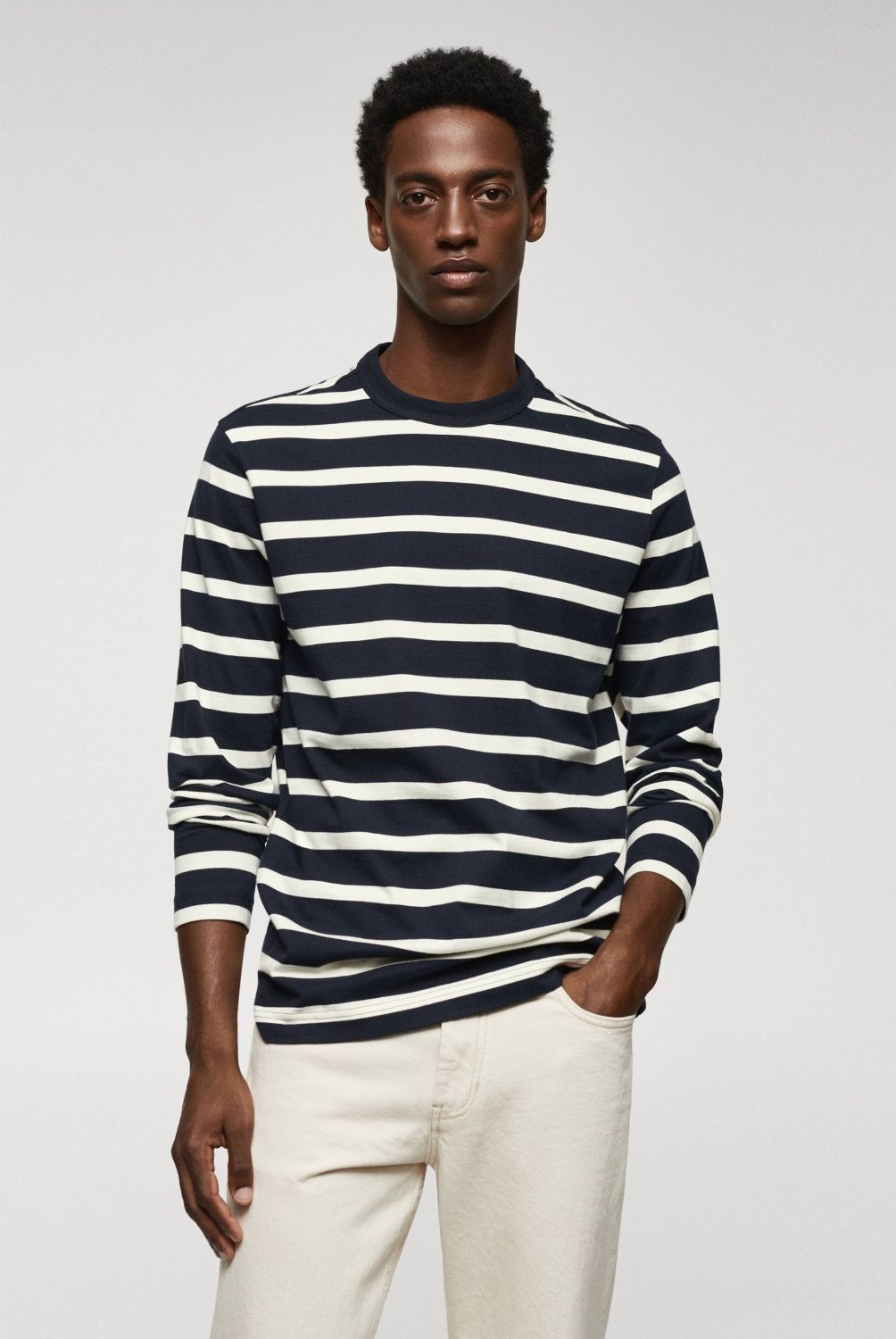 MANGO MAN - Polera Manga Larga Rayas Hombre Mango Man