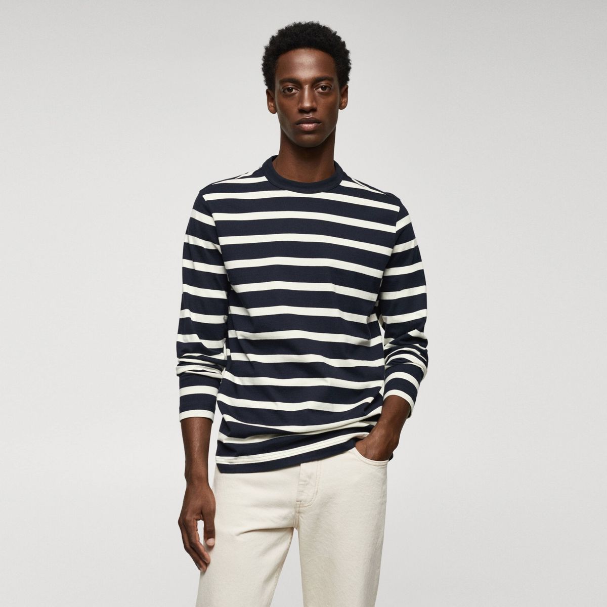 MANGO MAN - Polera Manga Larga Rayas Hombre Mango Man