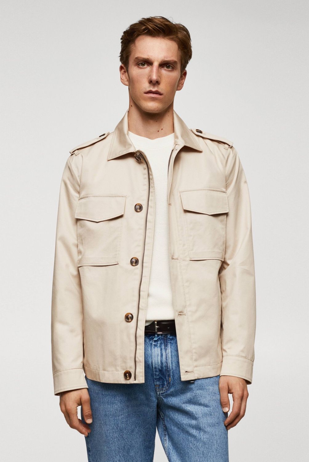 MANGO MAN - Chaqueta 100% Algodón Bolsillos Hombre Mango Man