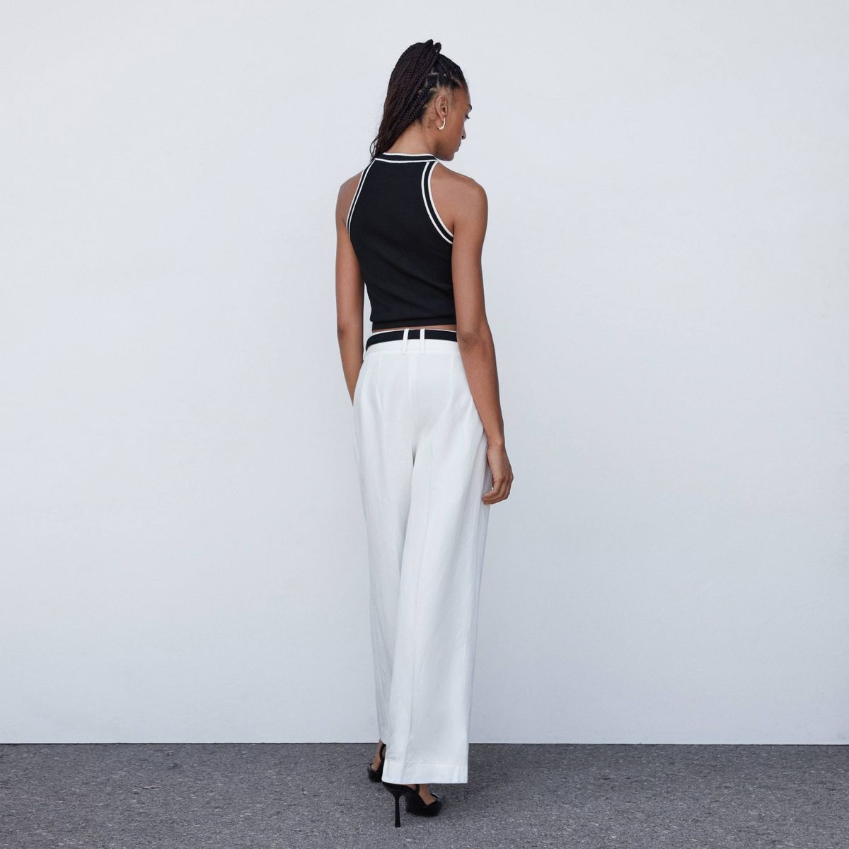 MANGO - Top Punto Detalles Contraste Mujer Mango