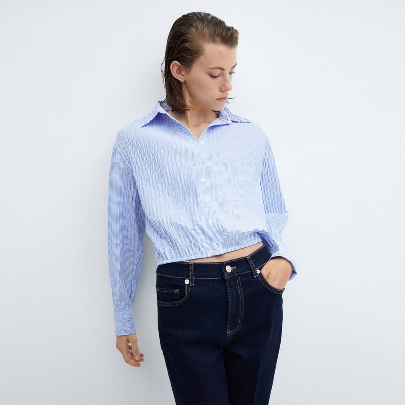 MANGO - Camisa Rayas Textura Mujer Mango