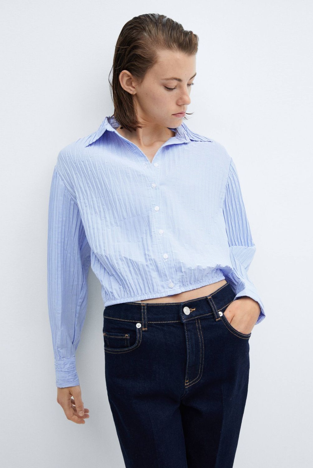 MANGO - Camisa Rayas Textura Mujer Mango