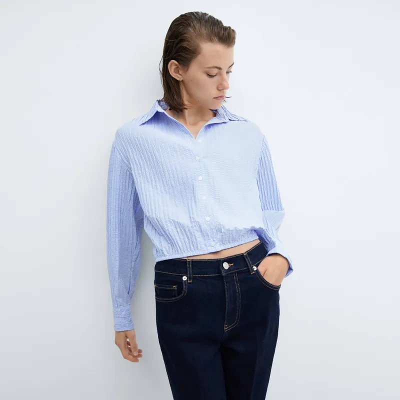 MANGO - Camisa Rayas Textura Mujer Mango