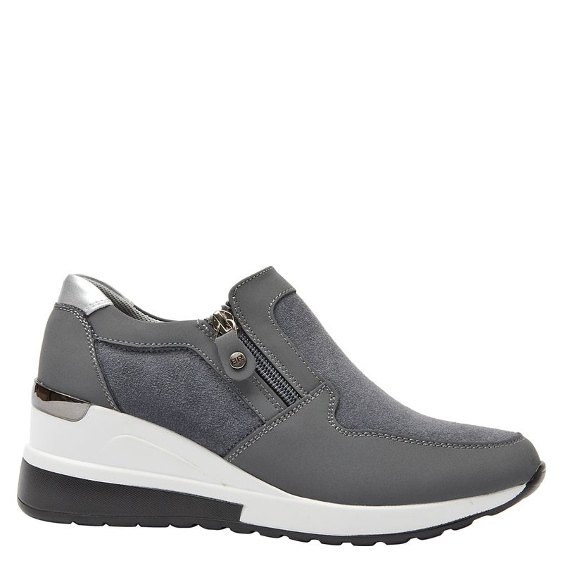 BRUNO ROSSI - Zapatilla Urbana Mujer Cuero Gris Bruno Rossi