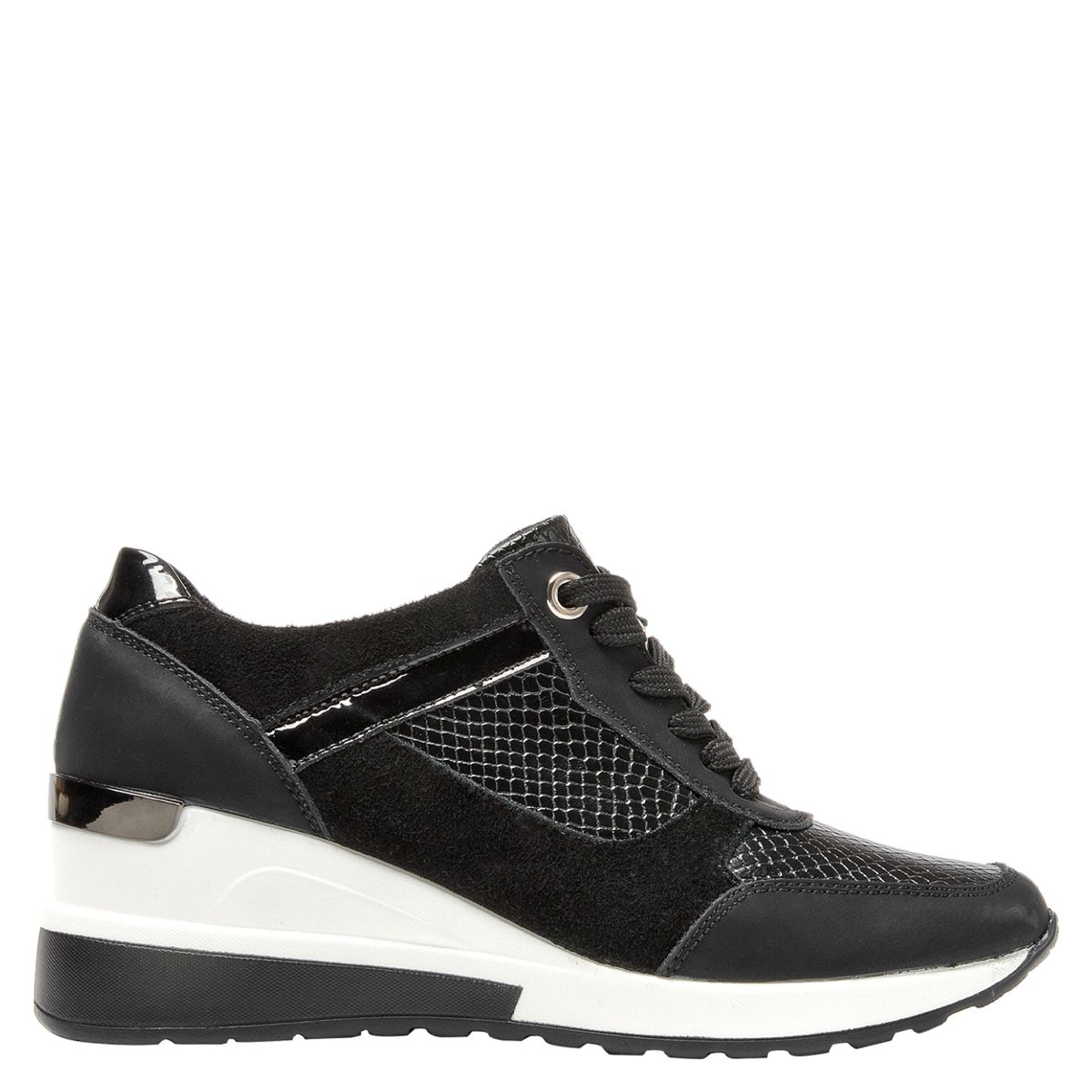 BRUNO ROSSI - Zapatilla Urbana Mujer Cuero Negro Bruno Rossi