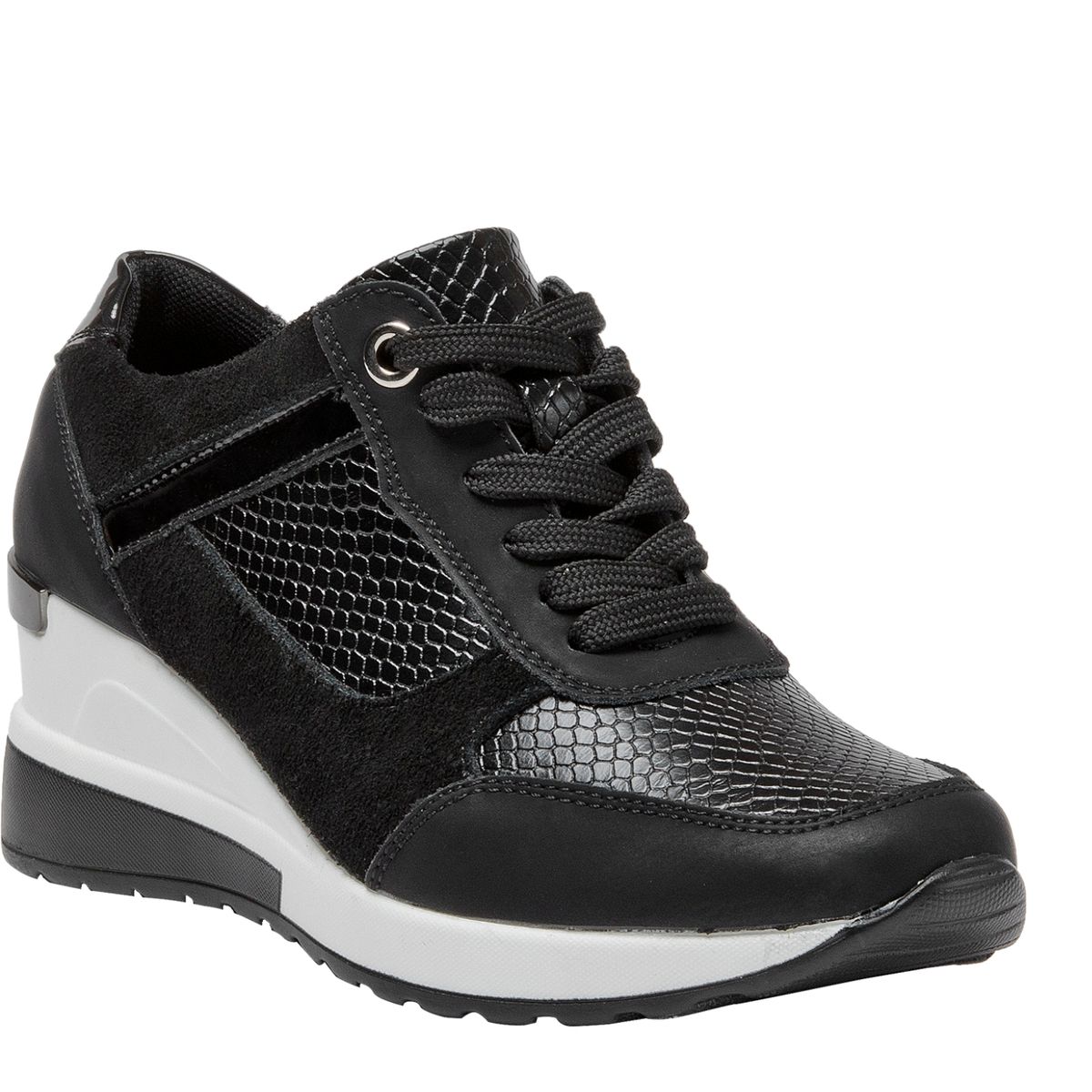 BRUNO ROSSI - Zapatilla Urbana Mujer Cuero Negro Bruno Rossi