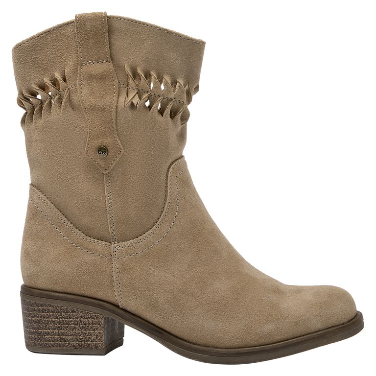 Botín Mujer Cuero Beige