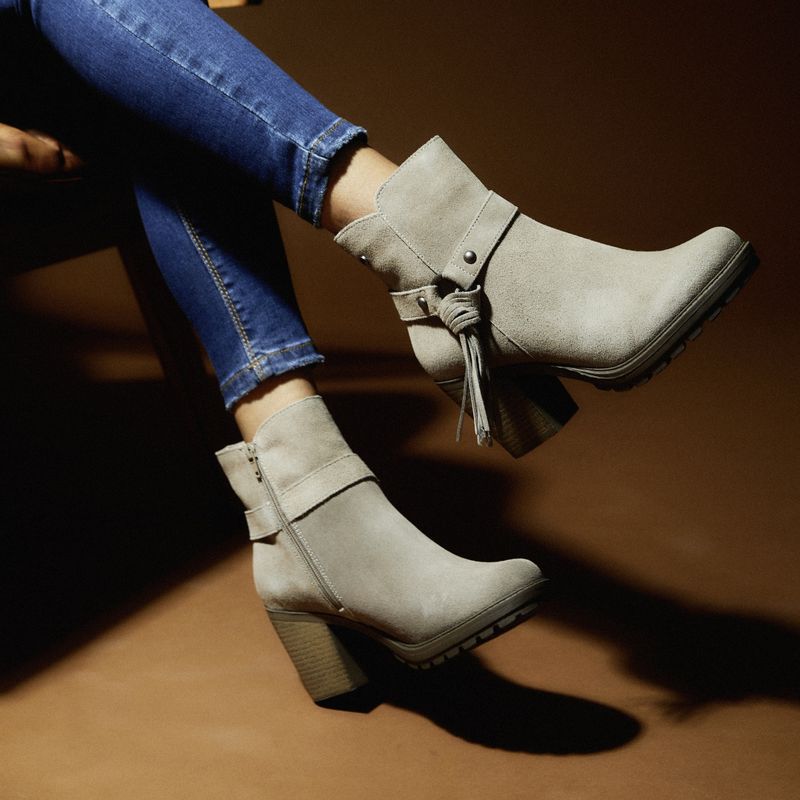 BRUNO ROSSI - Botín Biker Mujer Cuero Beige Bruno Rossi