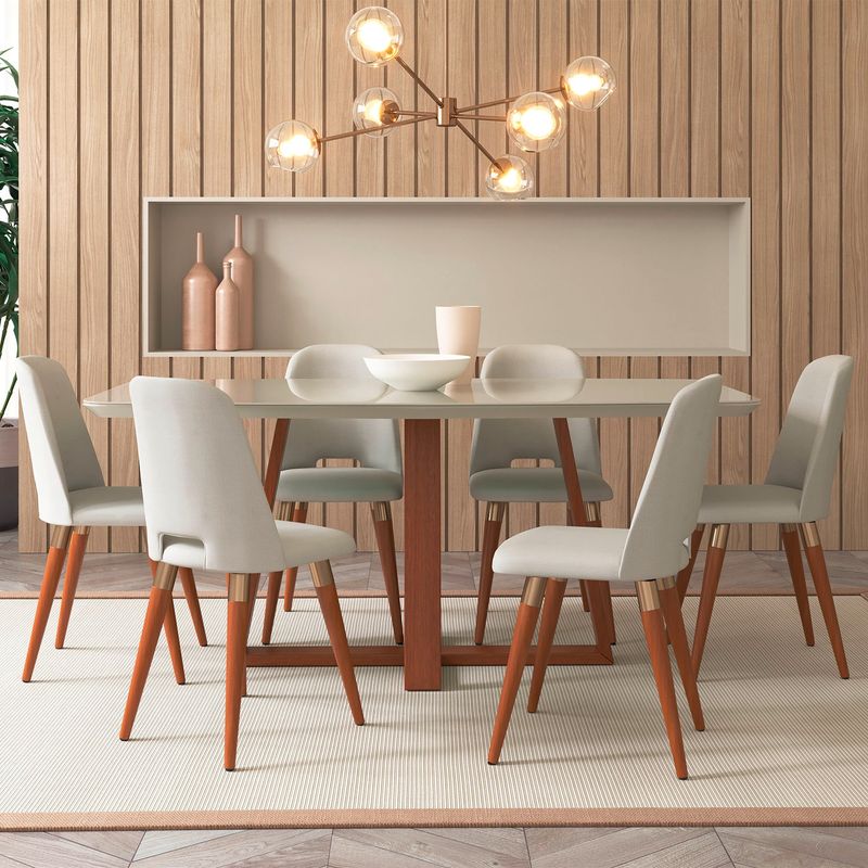 DECOCASA - Juego Comedor Bennet 160 + 6 Sillas Selina Girat Decocasa