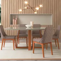 DECOCASA - Juego Comedor Bennet 160 + 6 Sillas Elsie Matel