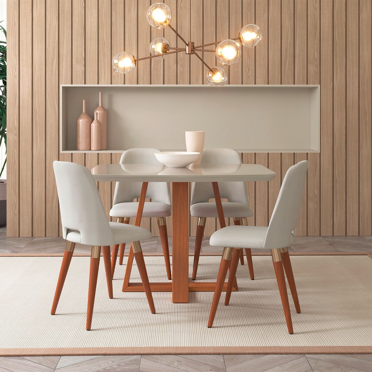 DECOCASA - Juego De Comedor Bennet 120 + 4 Sillas Selina Girat Decocasa