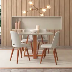 DECOCASA - Juego Comedor Bennet 120 + 4 Sillas Selina Girat