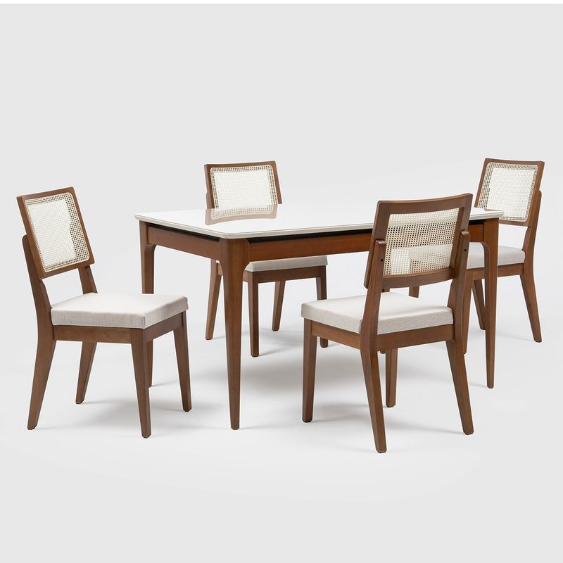 DECOCASA - Juego Comedor Addar 135 + 4 Sillas Saga Ratan Decocasa