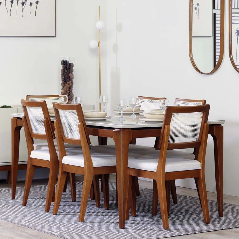 DECOCASA - Juego Comedor Addar 160 + 6 Sillas Saga Ratan Decocasa