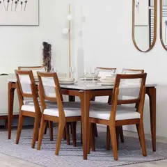 DECOCASA - Juego Comedor Addar 160 + 6 Sillas Saga Ratan