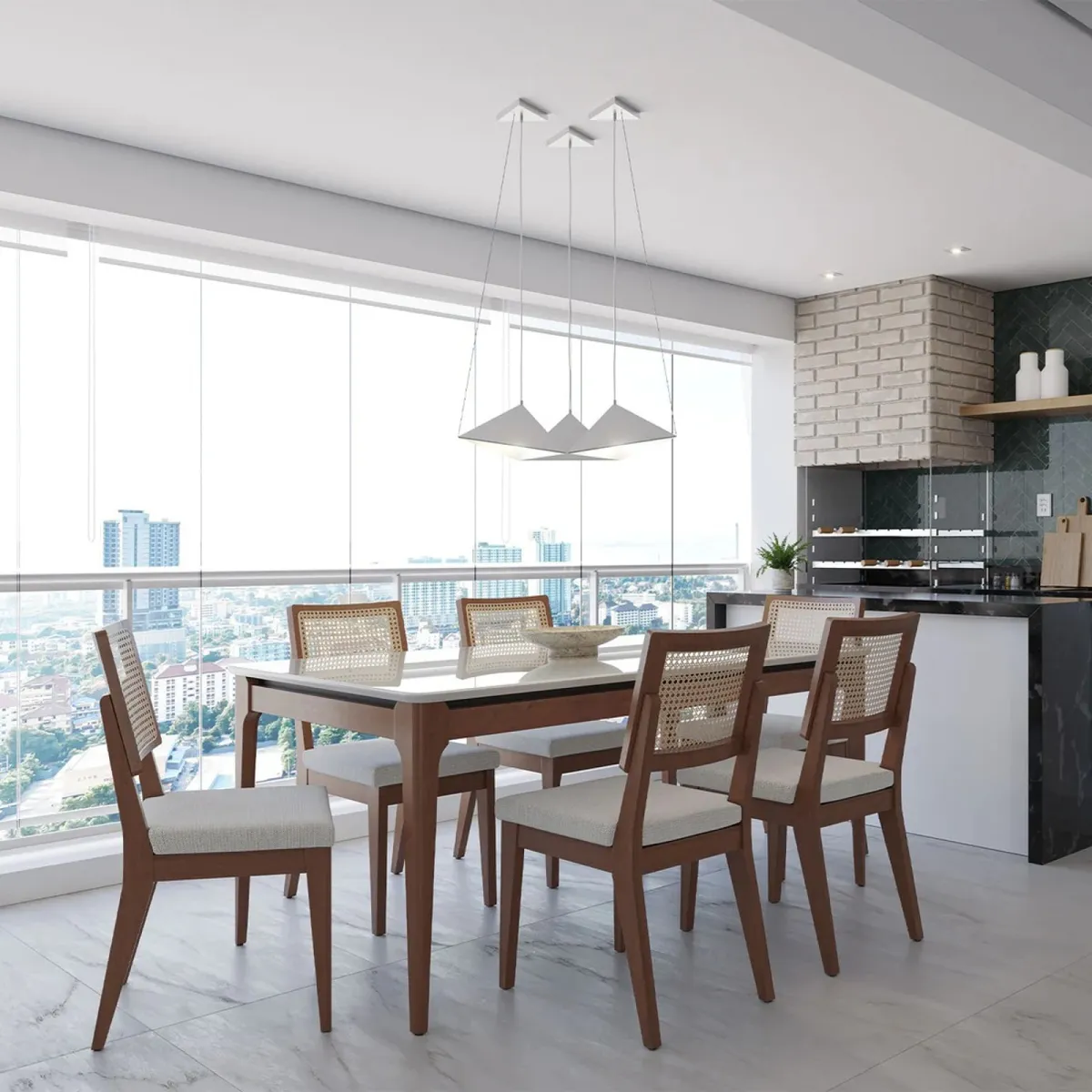DECOCASA - Juego De Comedor Addar 6 Sillas Sagar Ratan Decocasa
