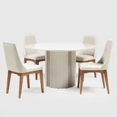 DECOCASA - Juego Comedor Liege Red 4 Sillas Beige