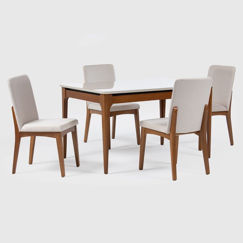 DECOCASA - Juego Comedor Addar 135 + 4 Sillas Olive Nat L02 Decocasa