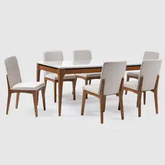 DECOCASA - Juego Comedor Addar 160 + 6 Sillas Olive Nat L02