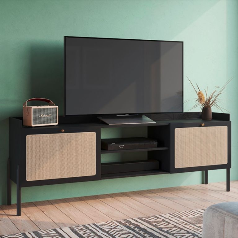 DECOCASA Rack Oslo Ratan 75 Pulgadas 27930 Negro