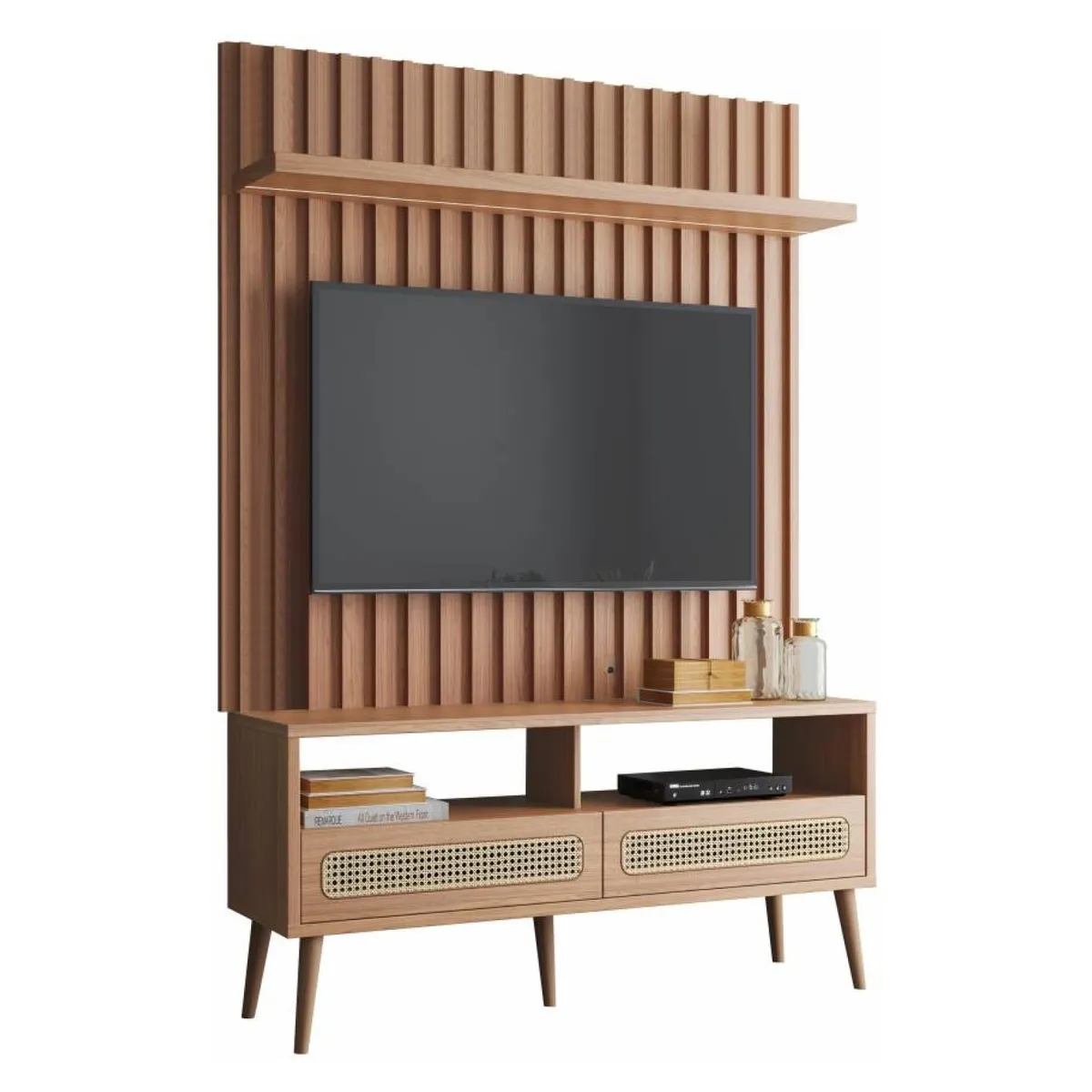 DECOCASA - Rack TV Panel Ripado 50 Pulgadas 324 Castaño Decocasa