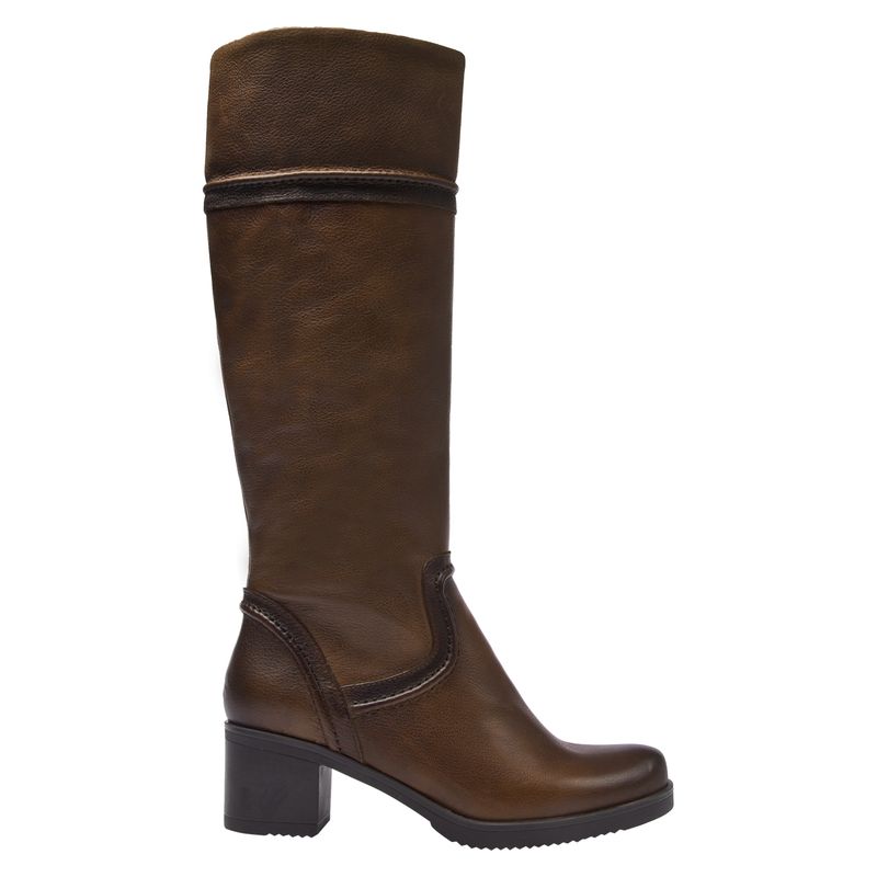 POLLINI - Bota Larga Mujer Cuero Café Pollini