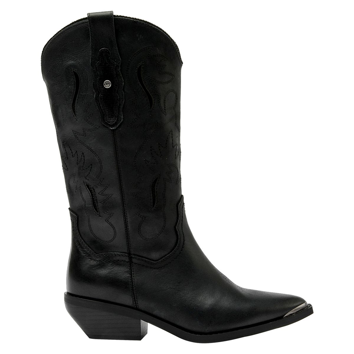 POLLINI - Bota Vaquera Mujer Cuero Negro Pollini