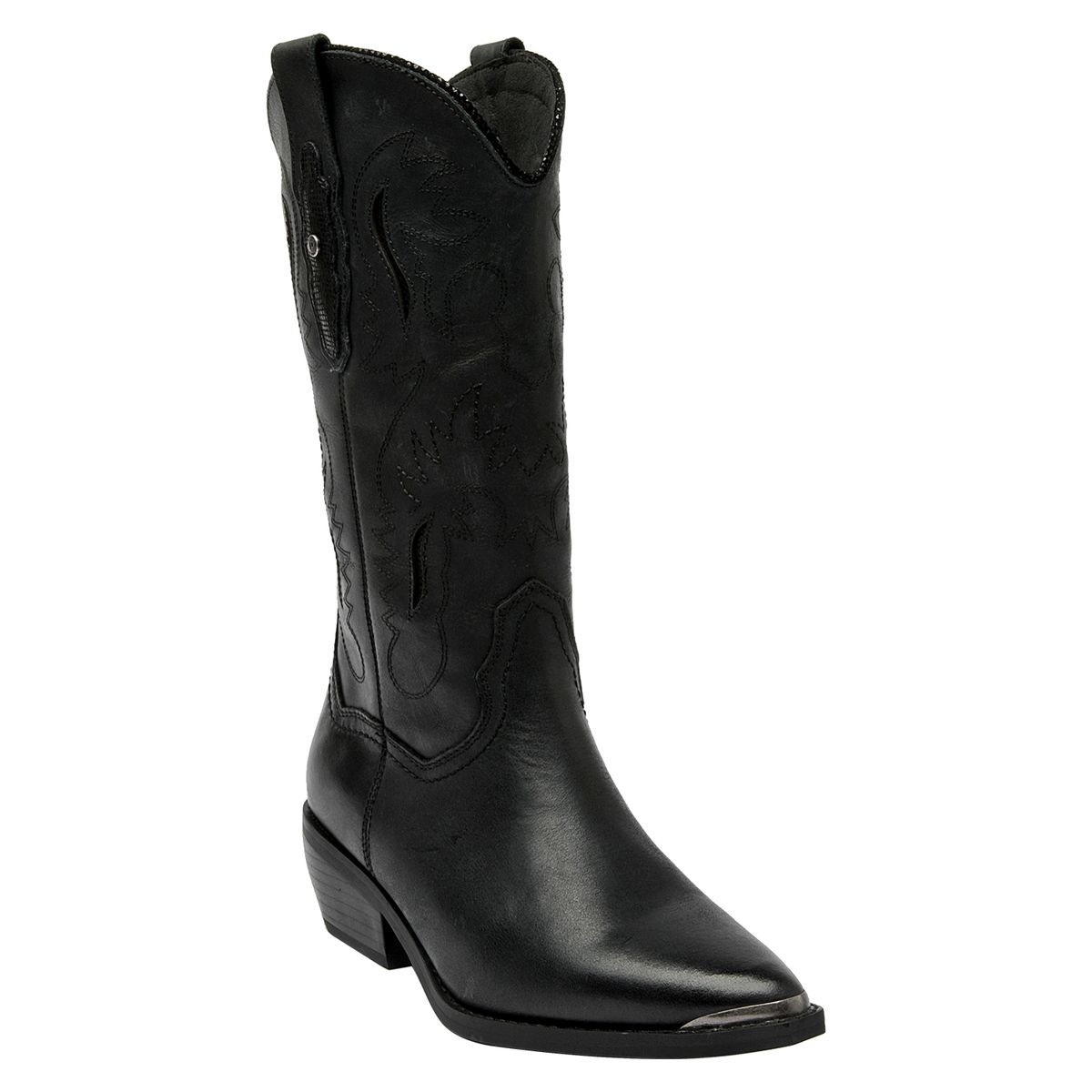 POLLINI - Bota Vaquera Mujer Cuero Negro Pollini